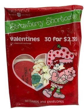NOS Vintage 1980s Strawberry Shortcake Classroom Valentines 32 Cards & Envelopes